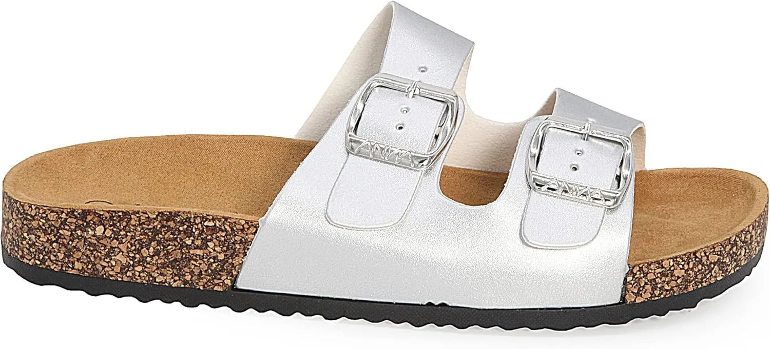 Glory Women's Slide Sandals Cork Footbed Double Buckle