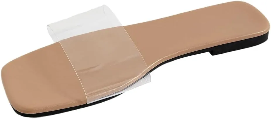 GORGLITTER Clear Sandals Transparent Flat Sandals Dressy Open Toe Casual Slide Sandals