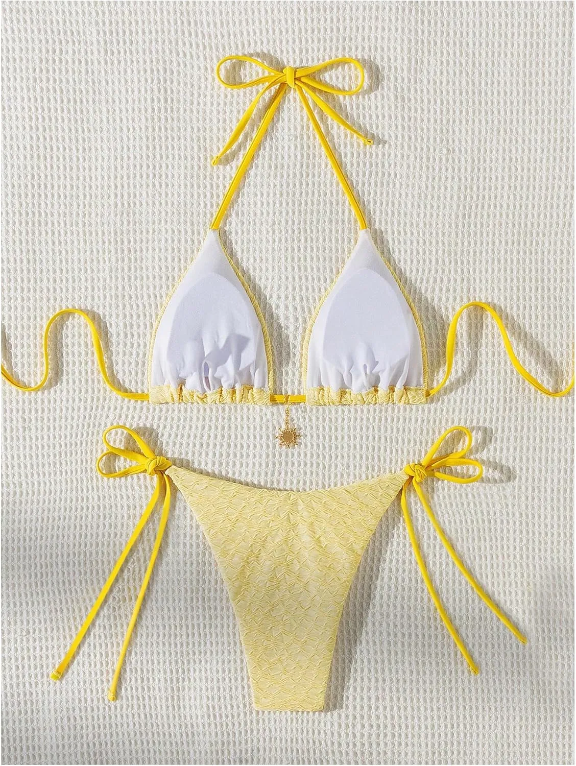 GORGLITTER Women's High Cut Thong String Bikini Sets Halter Triangle Tops Swimsuit Bathing Suit Beach Fashion 2025
