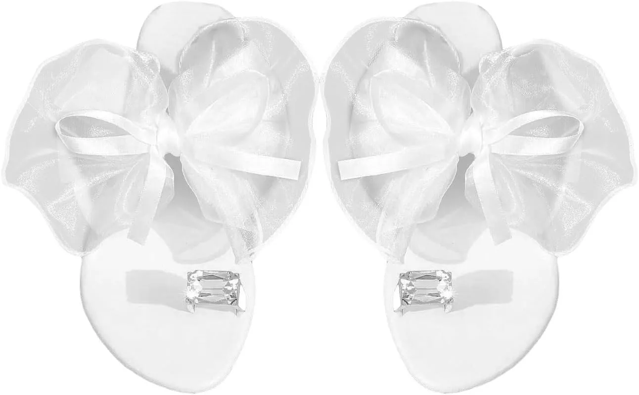 GORGLITTER Women's Lace Bow Flat Sandals Toe Ring Thongs Flower Summer Vacation Slide Sandals