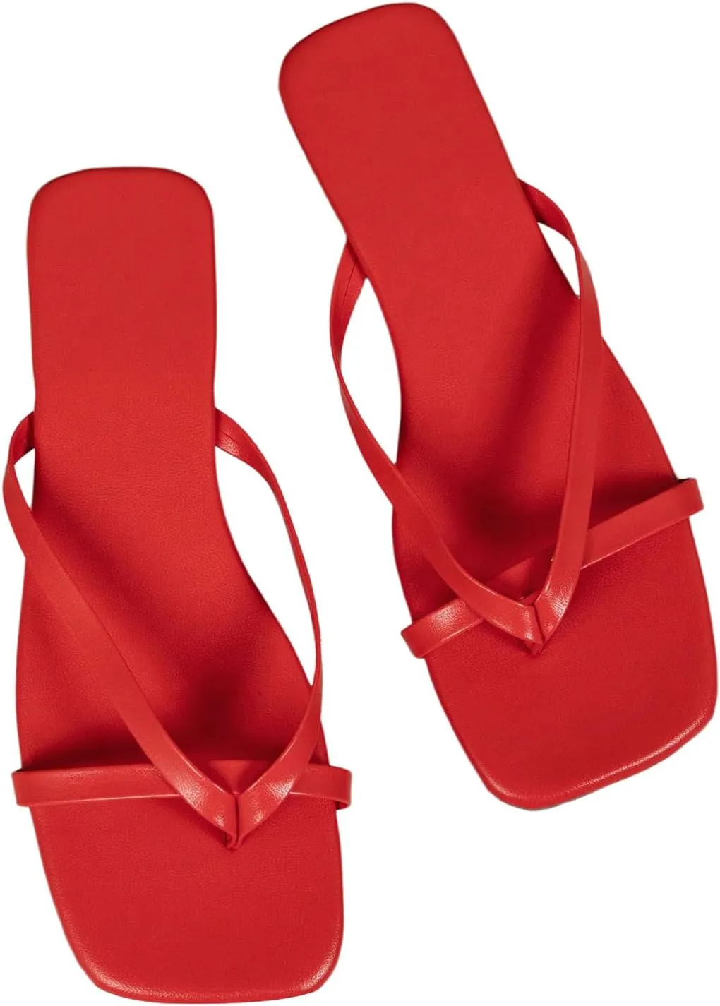 GORGLITTER Women's Strappy Square Toe Sandals Dressy Summer Cute Thong Sandals Flip Flops