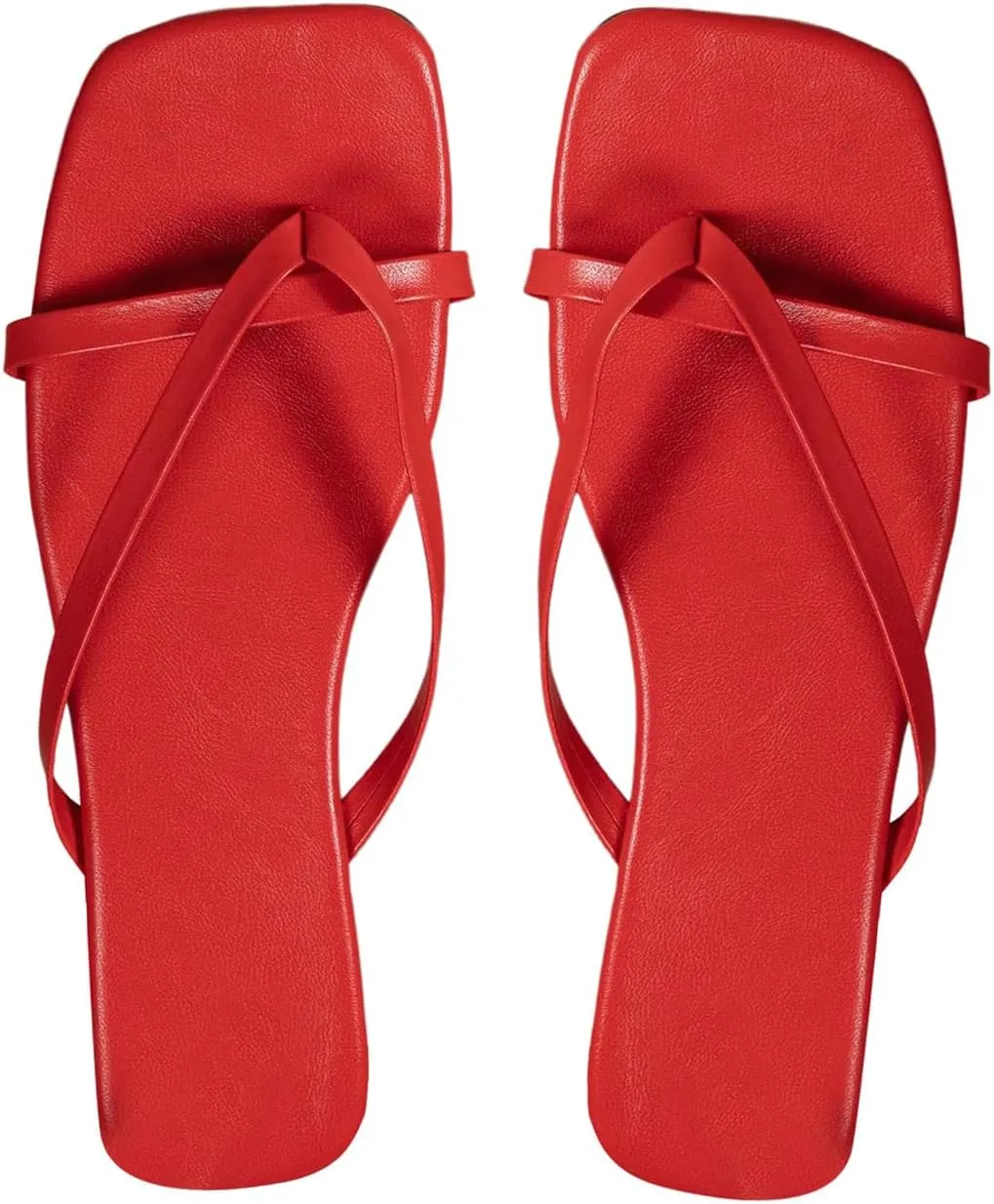 GORGLITTER Women's Strappy Square Toe Sandals Dressy Summer Cute Thong Sandals Flip Flops
