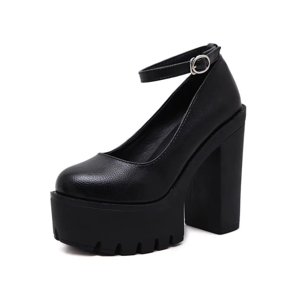 Gothic Ankle Strap Platform Pumps