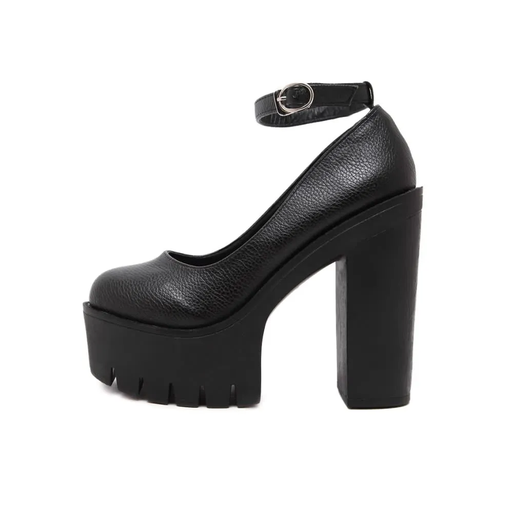 Gothic Ankle Strap Platform Pumps