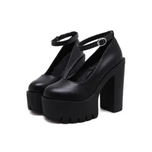 Gothic Ankle Strap Platform Pumps