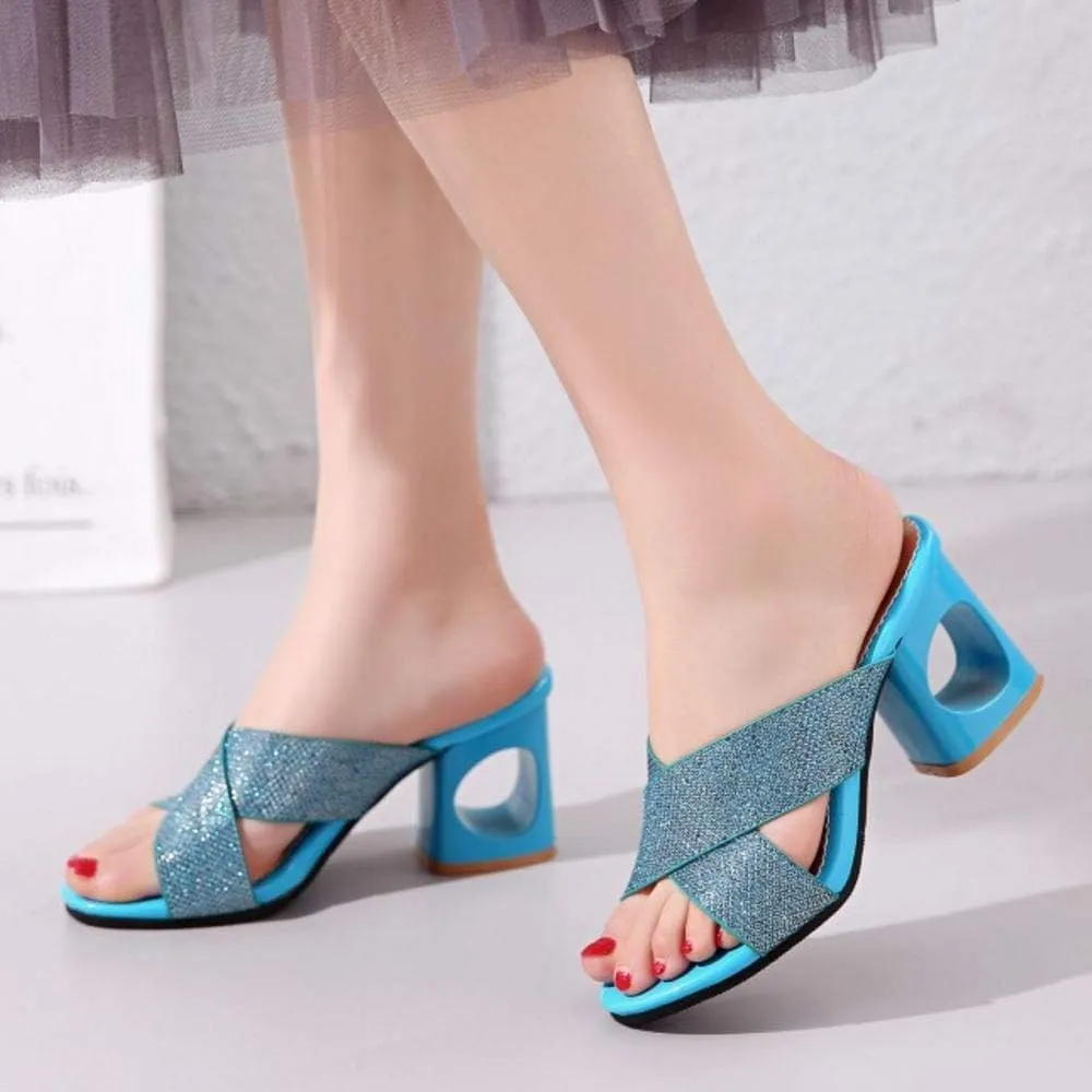 Gracemee Women Fashion Summer Shoes Block Heels Slide Sandals