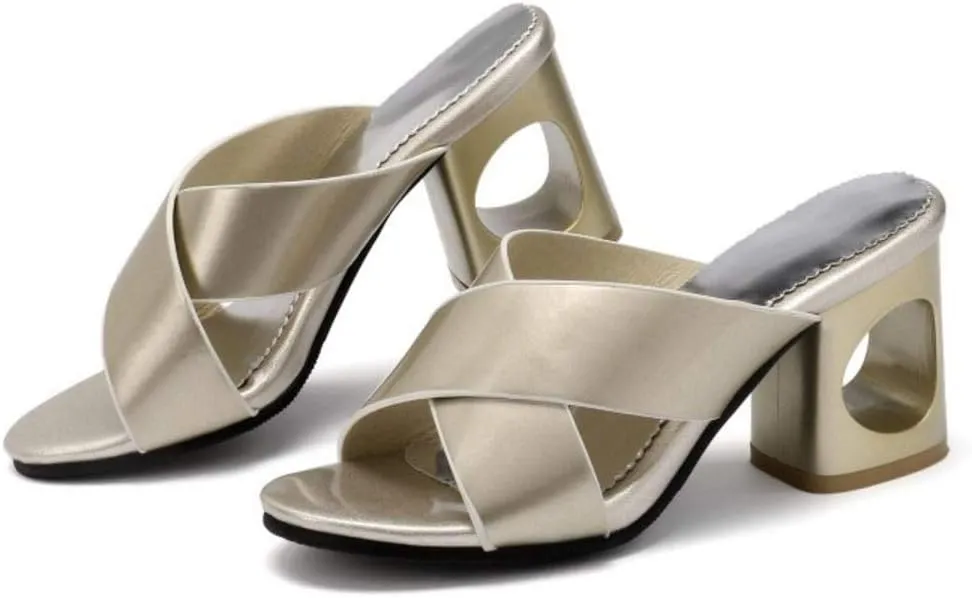 Gracemee Women Fashion Summer Shoes Block Heels Slide Sandals