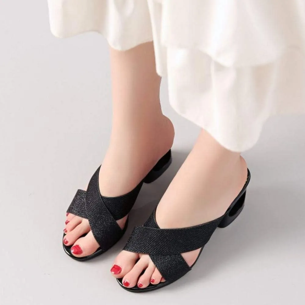 Gracemee Women Fashion Summer Shoes Block Heels Slide Sandals