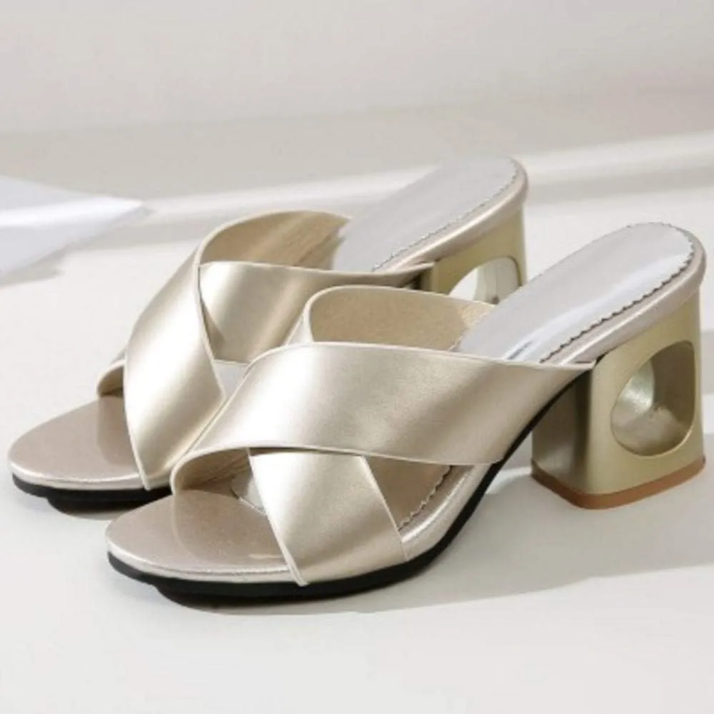 Gracemee Women Fashion Summer Shoes Block Heels Slide Sandals