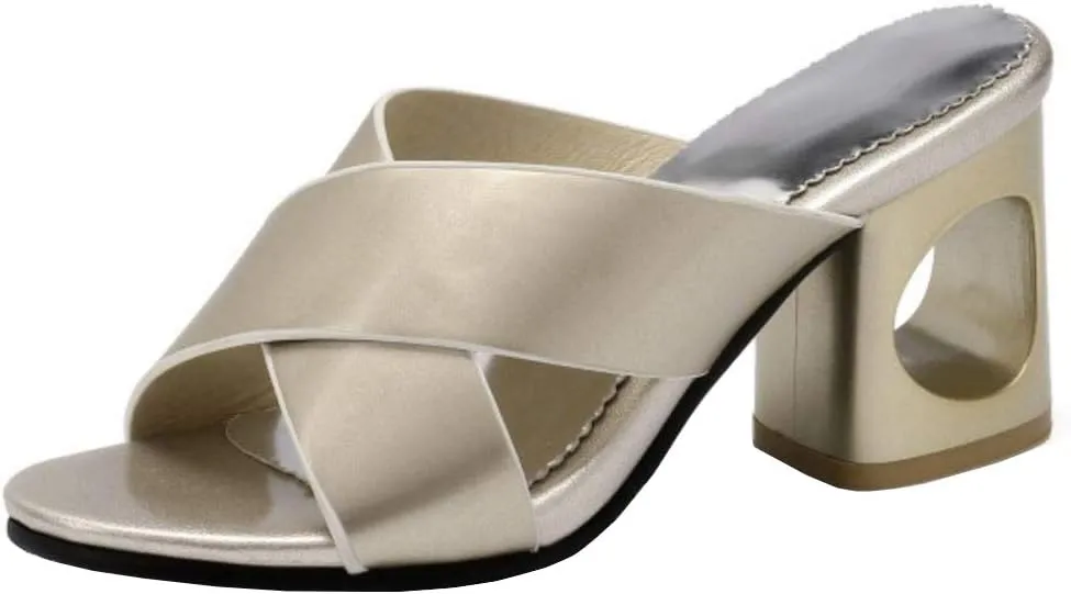 Gracemee Women Fashion Summer Shoes Block Heels Slide Sandals