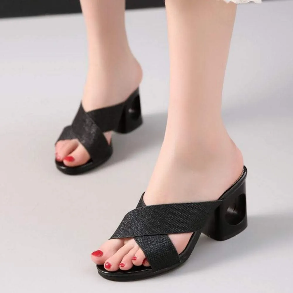 Gracemee Women Fashion Summer Shoes Block Heels Slide Sandals