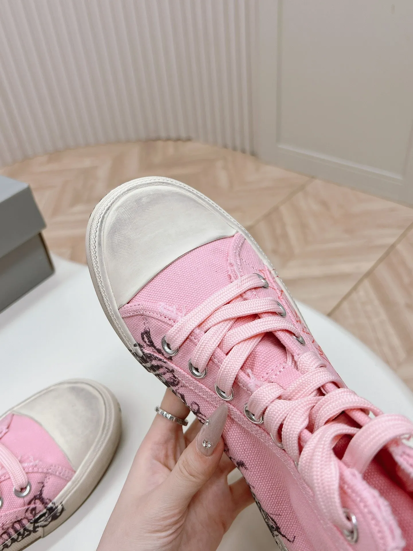 GRAFFITI PINK Fast shipping HIGH-TOP IN CANVAS SNEAKERS Balanciaga Durable