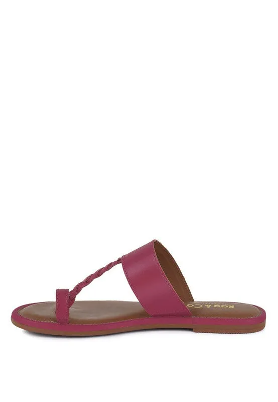 HARRIS TOE RING BRAIDED SLIP ON SANDALS *GENUINE LEATHER*