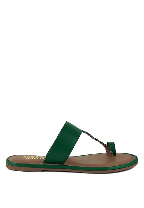 HARRIS TOE RING BRAIDED SLIP ON SANDALS *GENUINE LEATHER*