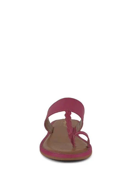 HARRIS TOE RING BRAIDED SLIP ON SANDALS *GENUINE LEATHER*