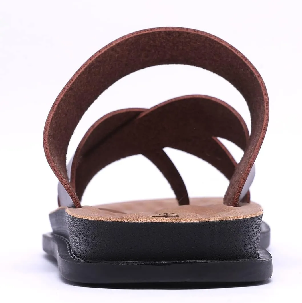 Harssidanzar Men's Sandals,Quick-Dry Flip-Flop Summer Slip On Cross Straps Slide Sandals Toe Ring Style Outdoor And Indoor KM221US