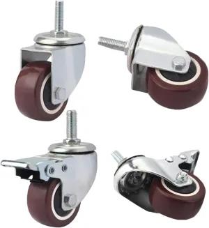 Heavy duty wheels, Screw Castor, 50mm Stem Castor Wheels M10 Castor sockets Moving Wheels Furniture Cabinet Caster,for Furniture Cabinet Trunk Trolley Sofa Strong Load-Bear Durable(S(Swivel x2 Brake x
