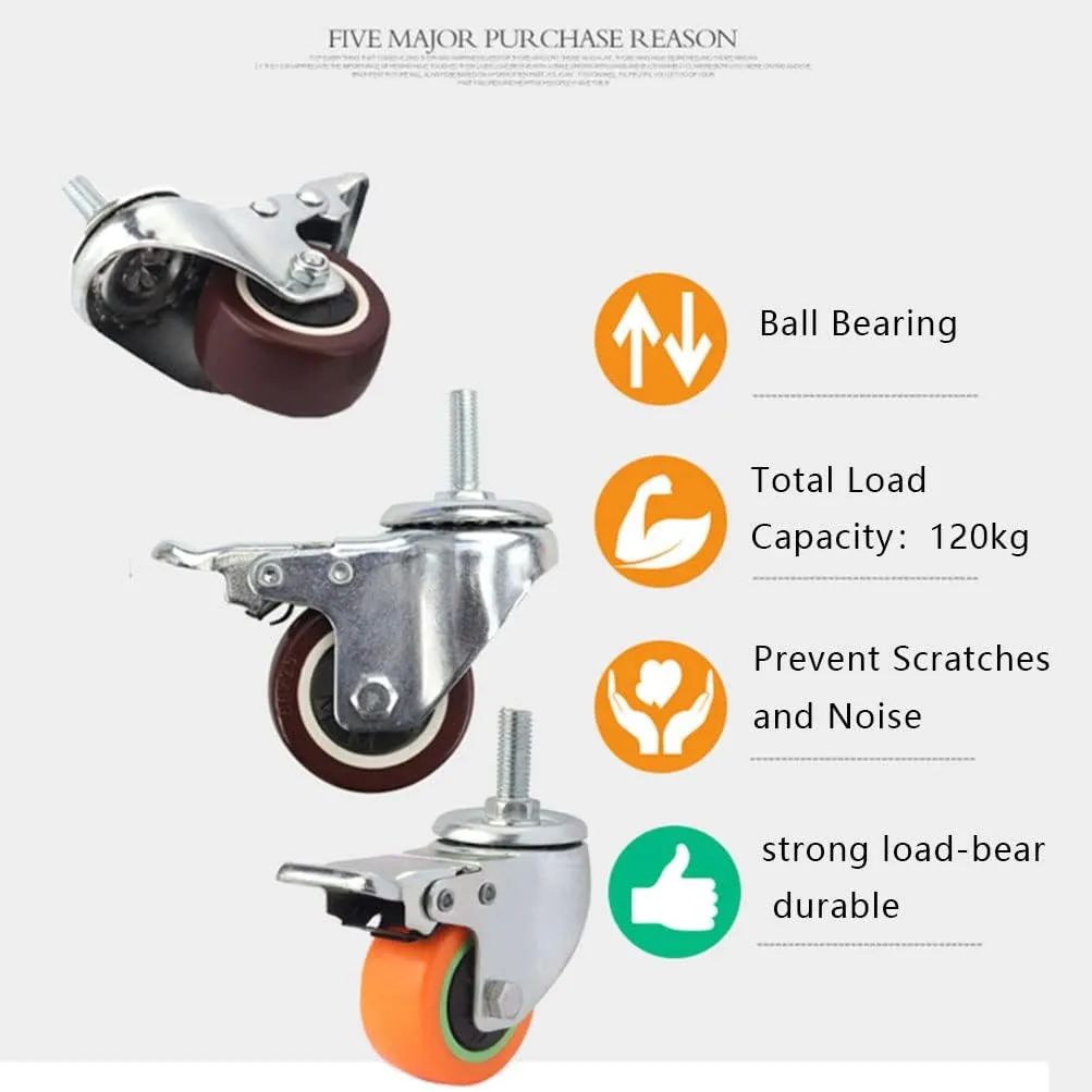 Heavy duty wheels, Screw Castor, 50mm Stem Castor Wheels M10 Castor sockets Moving Wheels Furniture Cabinet Caster,for Furniture Cabinet Trunk Trolley Sofa Strong Load-Bear Durable(S(Swivel x2 Brake x