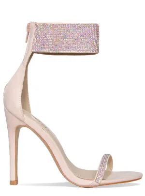 Hennie Nude Suede Diamante Stiletto Heels