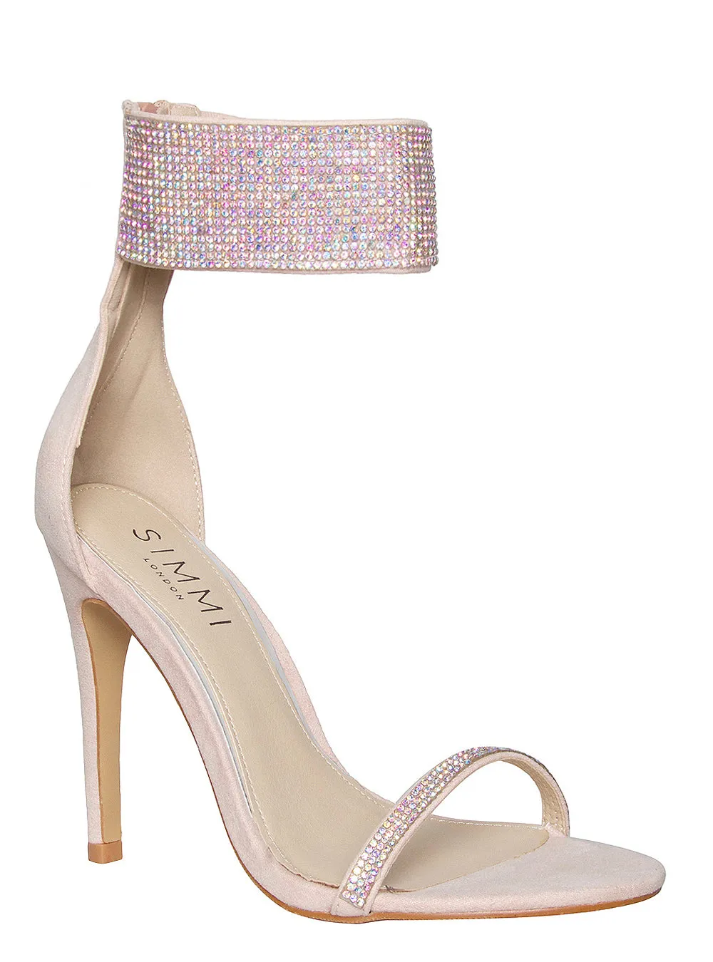 Hennie Nude Suede Diamante Stiletto Heels
