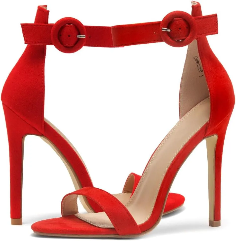 Herstyle Charming Women’s Heeled Dress Sandals Open Toe Ankle Strap High Stiletto Wedding Party Pump Shoes