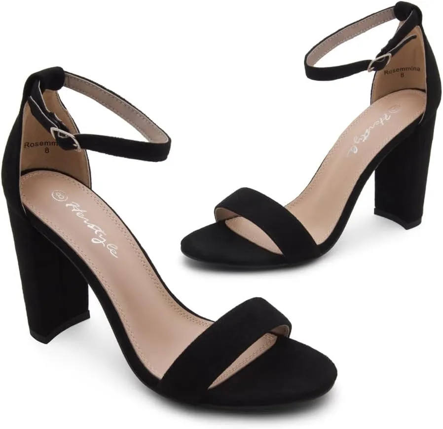 Herstyle Women’s Chunky Block Heels – Open Toe Ankle Strap Sandals, 3.75 Inch High Heels for Wedding, Party & Dressy Occasions – Comfortable Strappy Dress Shoes