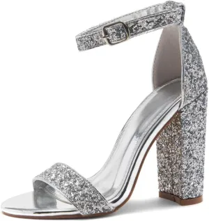 Herstyle Women’s Chunky Block Heels – Open Toe Ankle Strap Sandals, 3.75 Inch High Heels for Wedding, Party & Dressy Occasions – Comfortable Strappy Dress Shoes