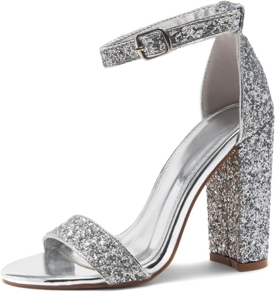 Herstyle Women’s Chunky Block Heels – Open Toe Ankle Strap Sandals, 3.75 Inch High Heels for Wedding, Party & Dressy Occasions – Comfortable Strappy Dress Shoes