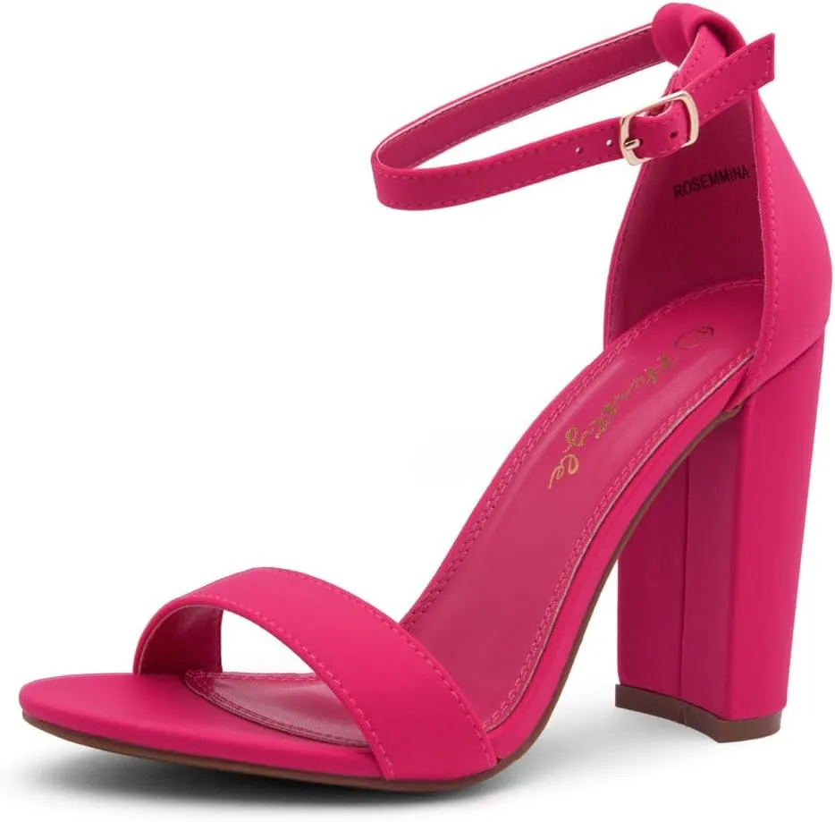 Herstyle Women’s Chunky Block Heels – Open Toe Ankle Strap Sandals, 3.75 Inch High Heels for Wedding, Party & Dressy Occasions – Comfortable Strappy Dress Shoes
