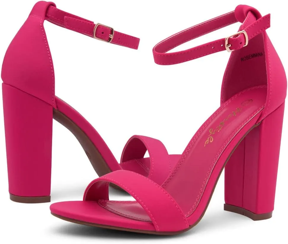 Herstyle Women’s Chunky Block Heels – Open Toe Ankle Strap Sandals, 3.75 Inch High Heels for Wedding, Party & Dressy Occasions – Comfortable Strappy Dress Shoes
