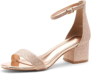 Herstyle Women’s Low Heels – Open Toe Chunky Block Heeled Sandals with Ankle Strap | Comfortable Dressy Short Heels for Prom, Wedding, Party & Office