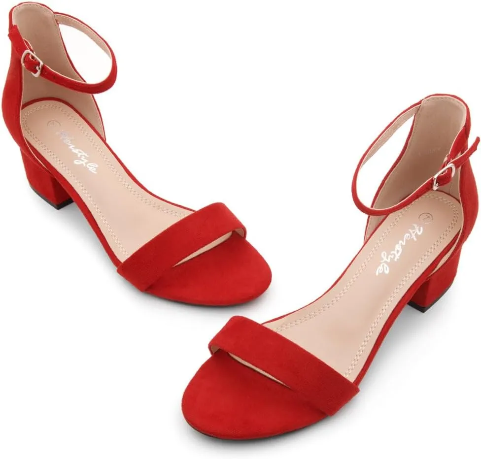 Herstyle Women’s Low Heels – Open Toe Chunky Block Heeled Sandals with Ankle Strap | Comfortable Dressy Short Heels for Prom, Wedding, Party & Office