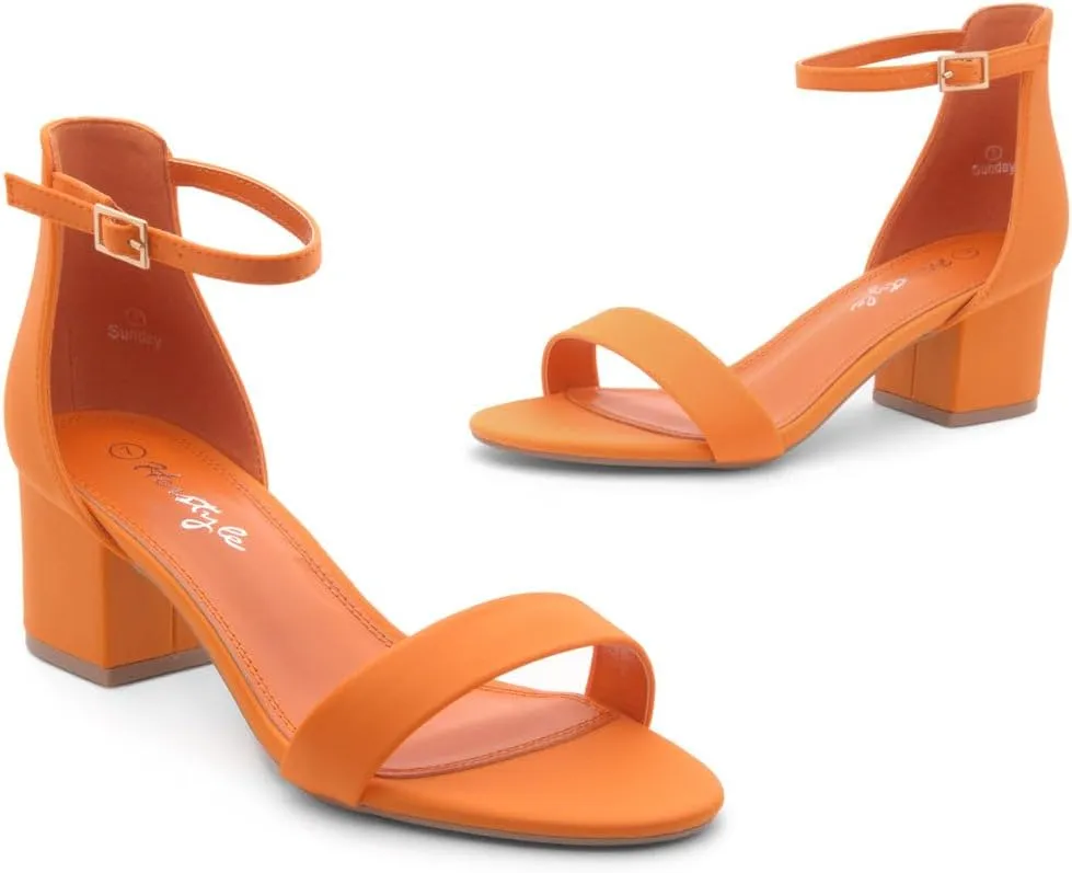 Herstyle Women’s Low Heels – Open Toe Chunky Block Heeled Sandals with Ankle Strap | Comfortable Dressy Short Heels for Prom, Wedding, Party & Office