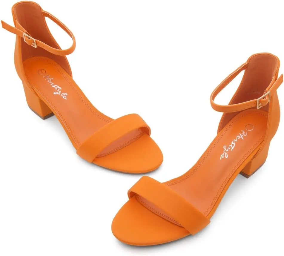 Herstyle Women’s Low Heels – Open Toe Chunky Block Heeled Sandals with Ankle Strap | Comfortable Dressy Short Heels for Prom, Wedding, Party & Office