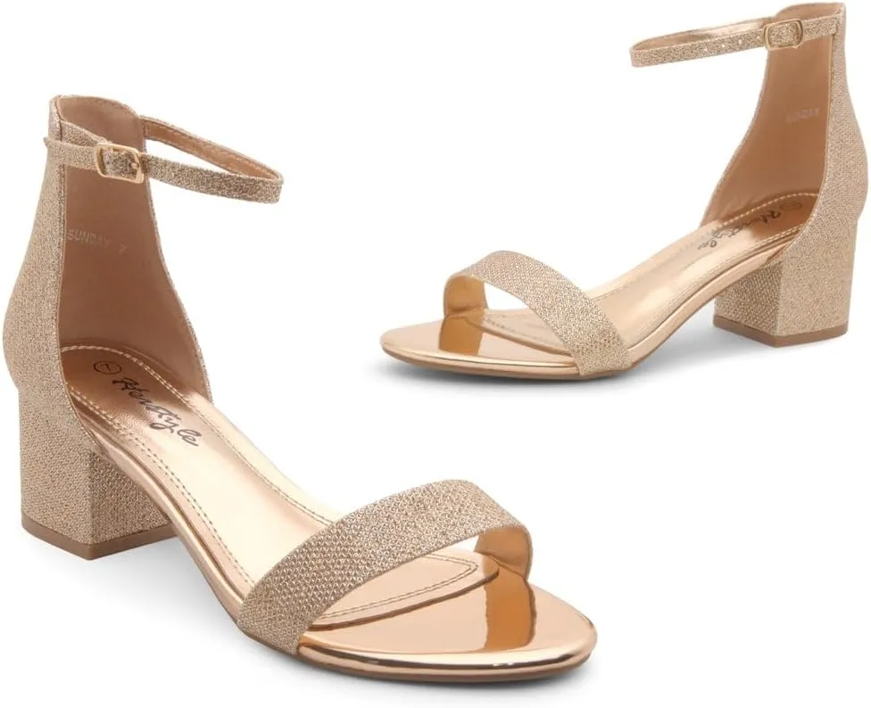 Herstyle Women’s Low Heels – Open Toe Chunky Block Heeled Sandals with Ankle Strap | Comfortable Dressy Short Heels for Prom, Wedding, Party & Office