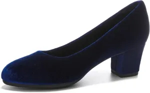 HHTCAL 2 inch Low Block Heel Pumps for Women Round Closed Toe Chunky Heels Comfortable Dress Shoes Office Work Formal