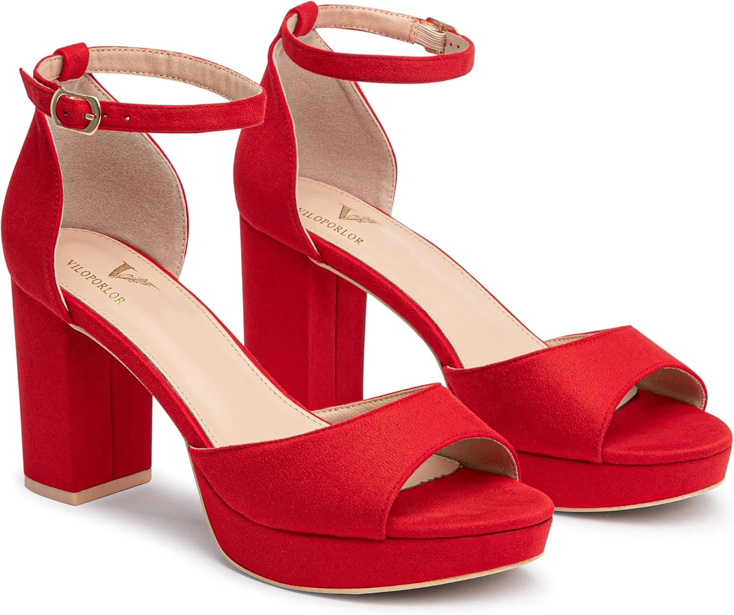High Heels Chunky Platform Heels for Women Ankle Strap Comfy Open Toe Block Heeled Sandals Party Prom Wedding Dress Pumps