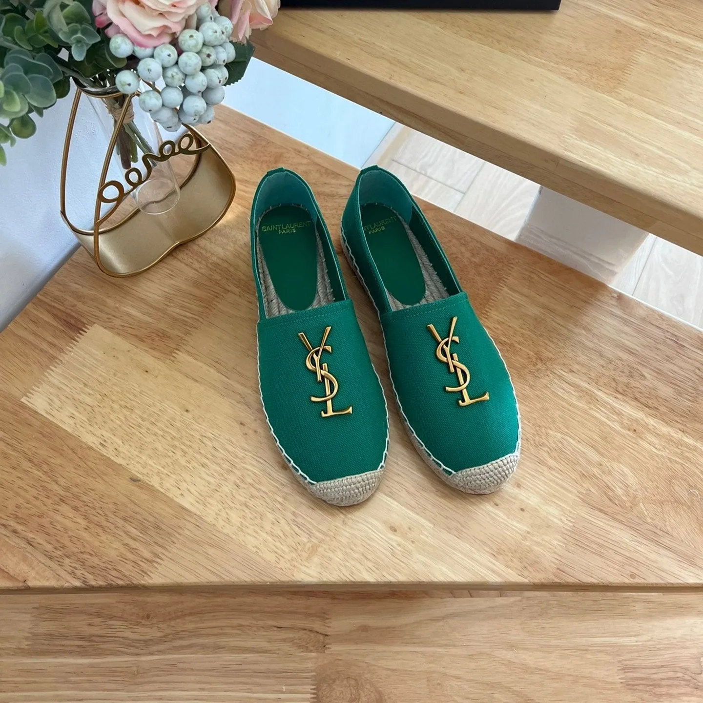 High-quality for low cost DARK Laurent SLIP YVES SL ON GREEN LOGO Price-match guarantee Saint CANVAS