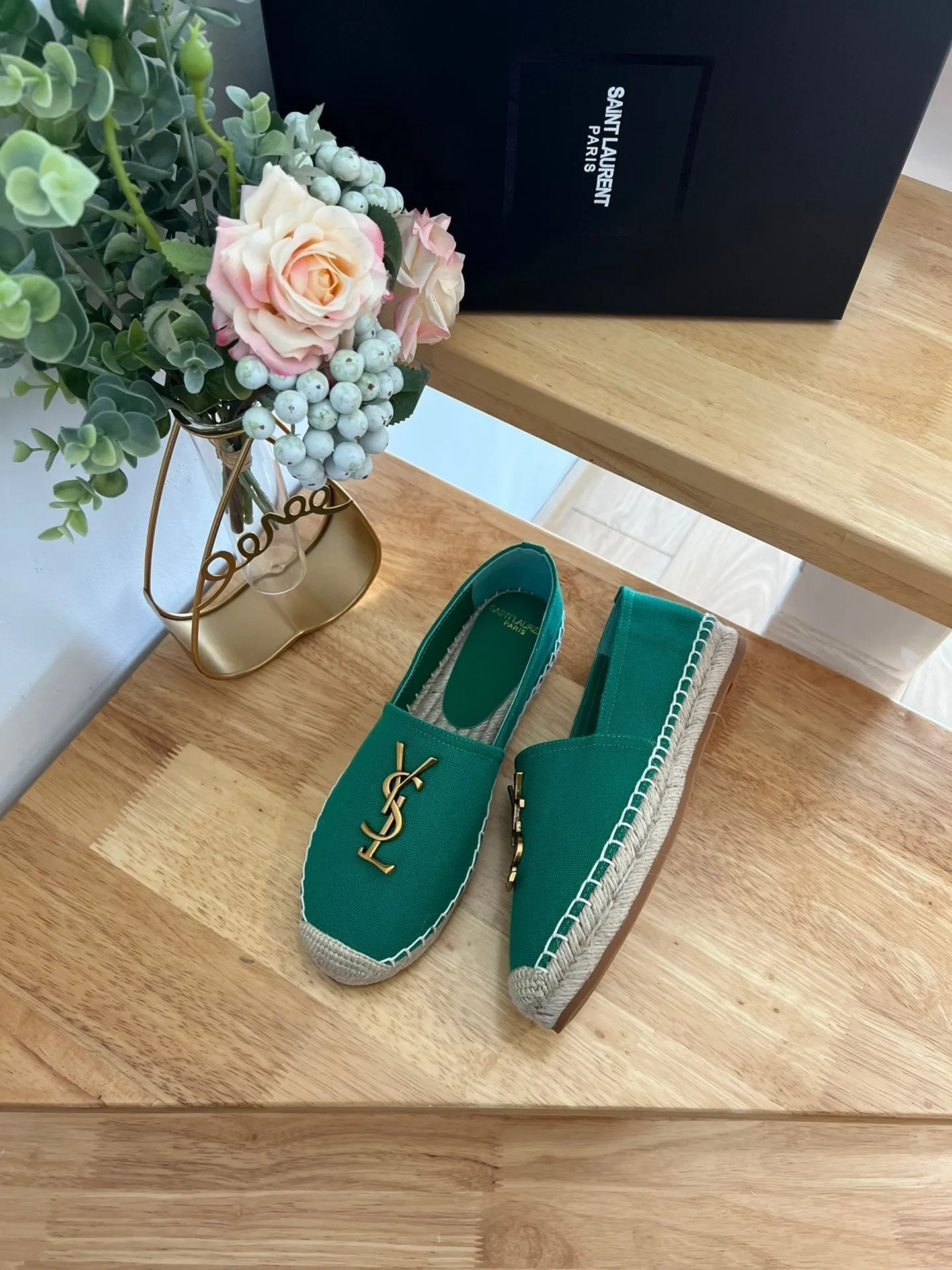 High-quality for low cost DARK Laurent SLIP YVES SL ON GREEN LOGO Price-match guarantee Saint CANVAS