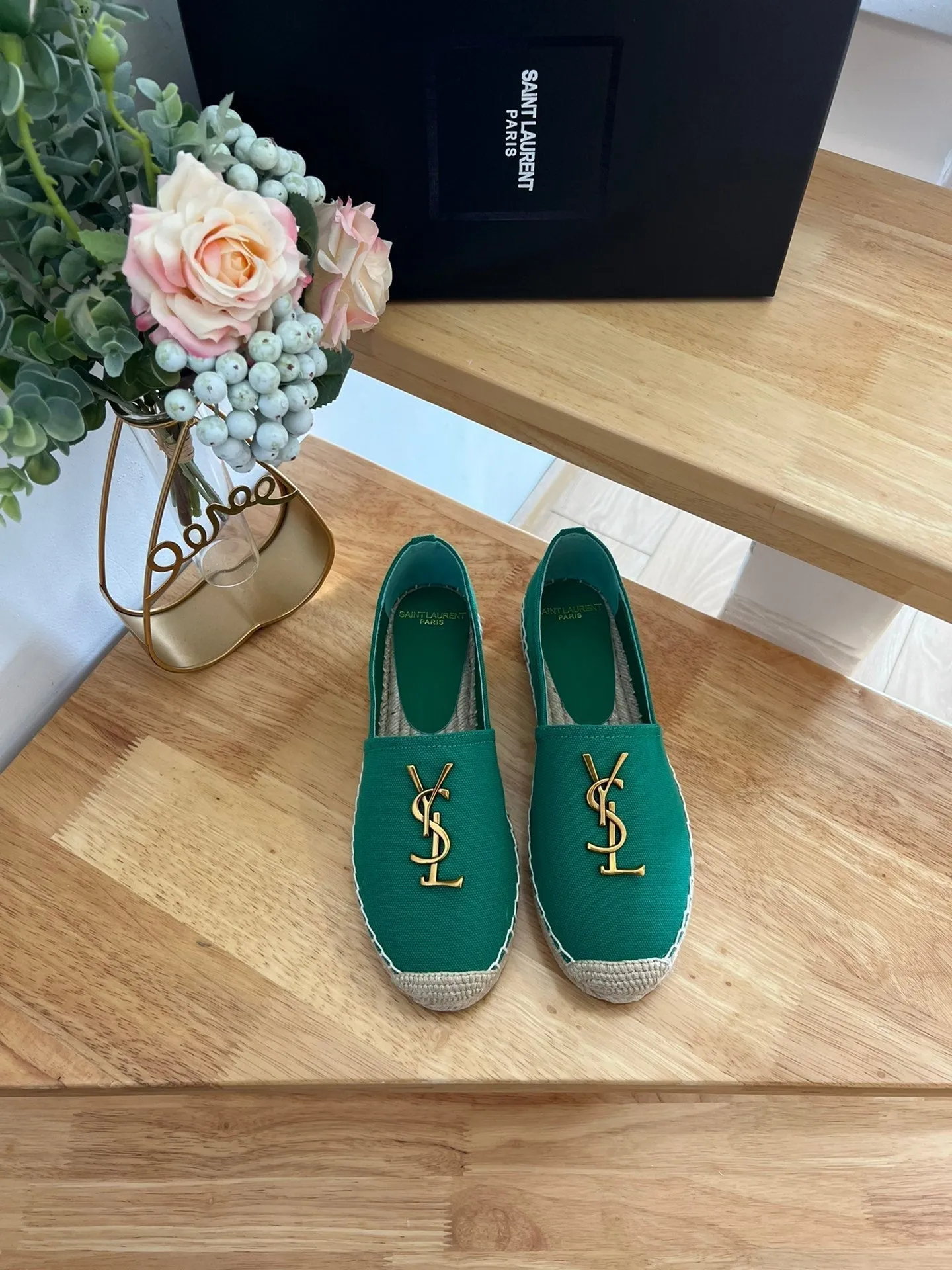 High-quality for low cost DARK Laurent SLIP YVES SL ON GREEN LOGO Price-match guarantee Saint CANVAS