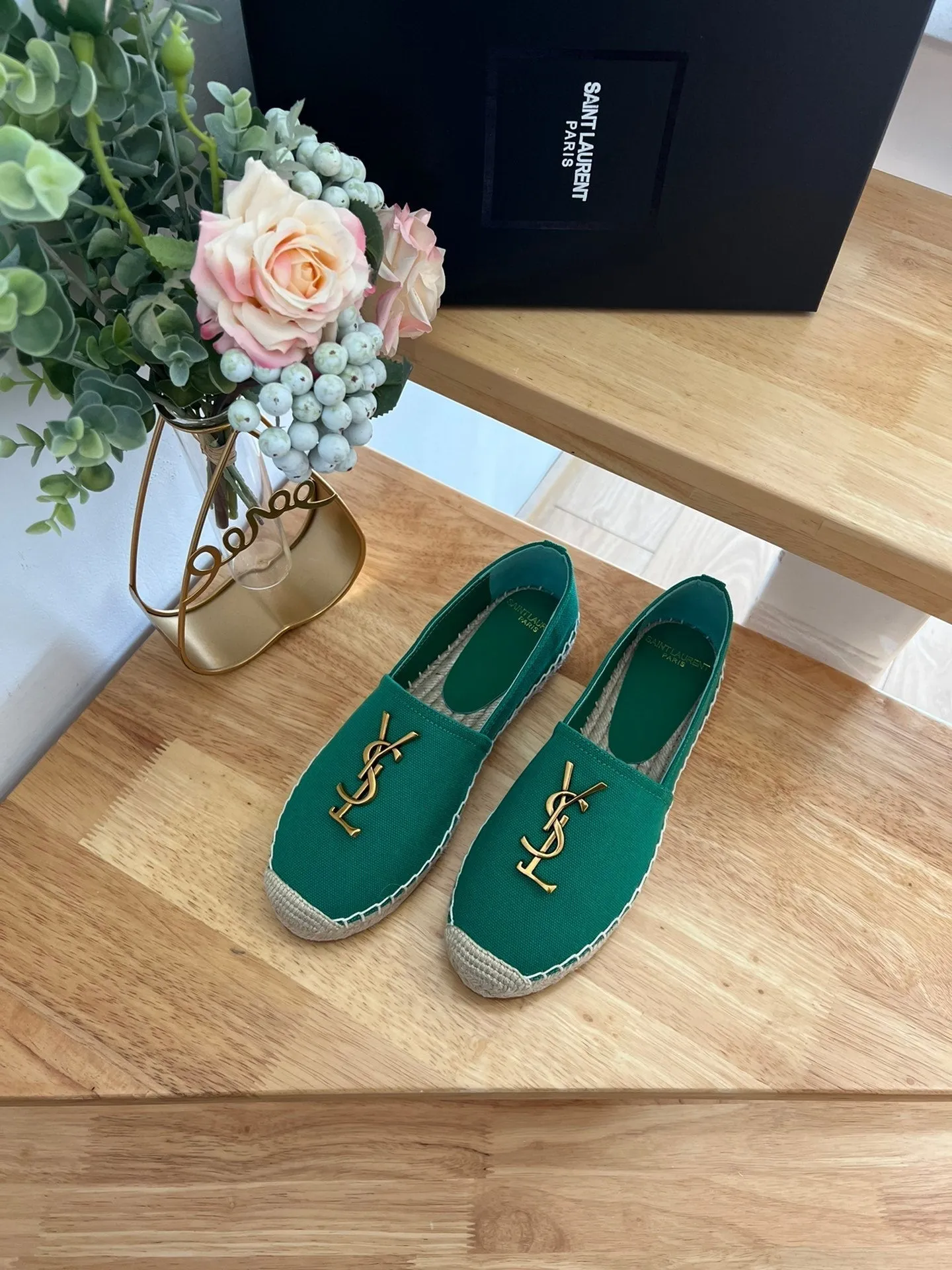High-quality for low cost DARK Laurent SLIP YVES SL ON GREEN LOGO Price-match guarantee Saint CANVAS