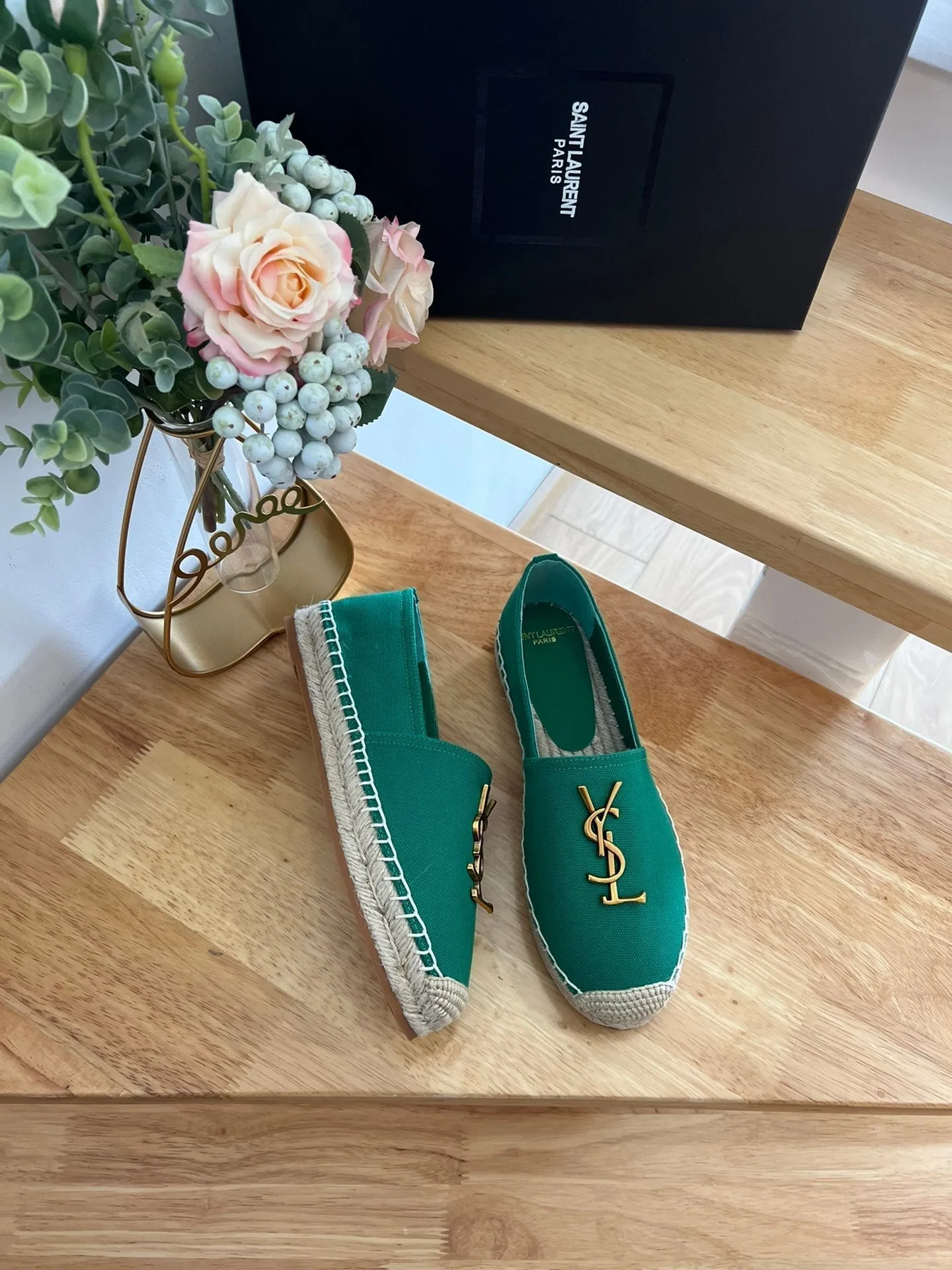 High-quality for low cost DARK Laurent SLIP YVES SL ON GREEN LOGO Price-match guarantee Saint CANVAS