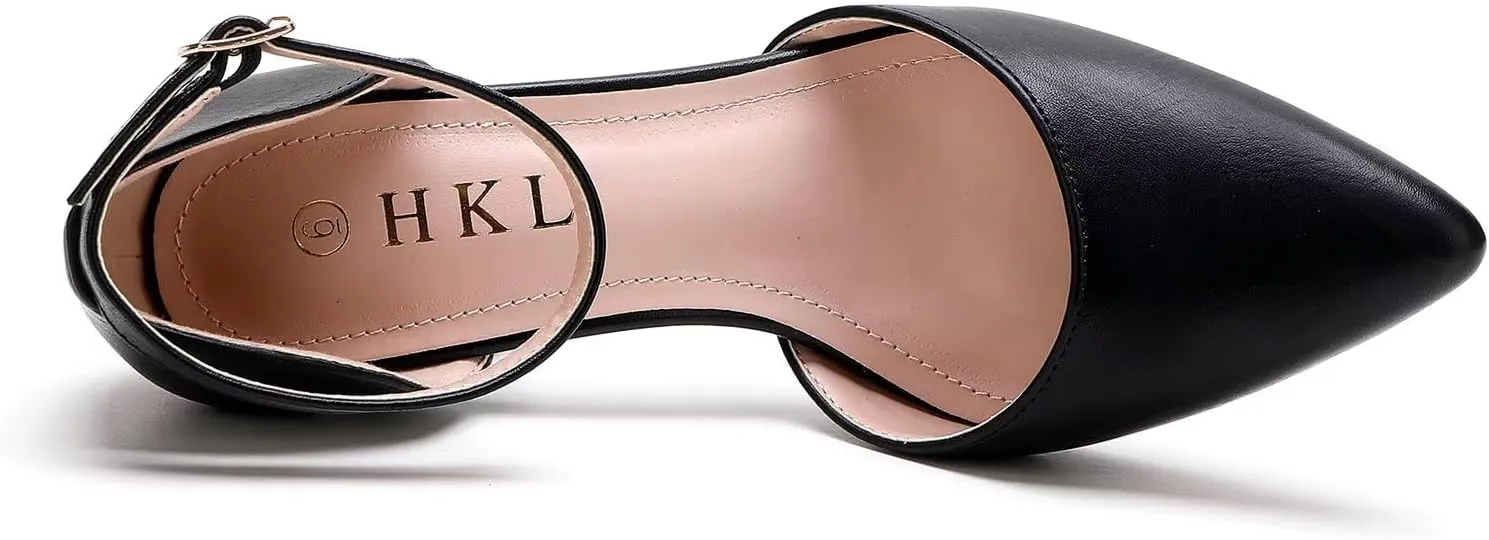 HKL Women's Closed Toe Pointed Heels Pumps