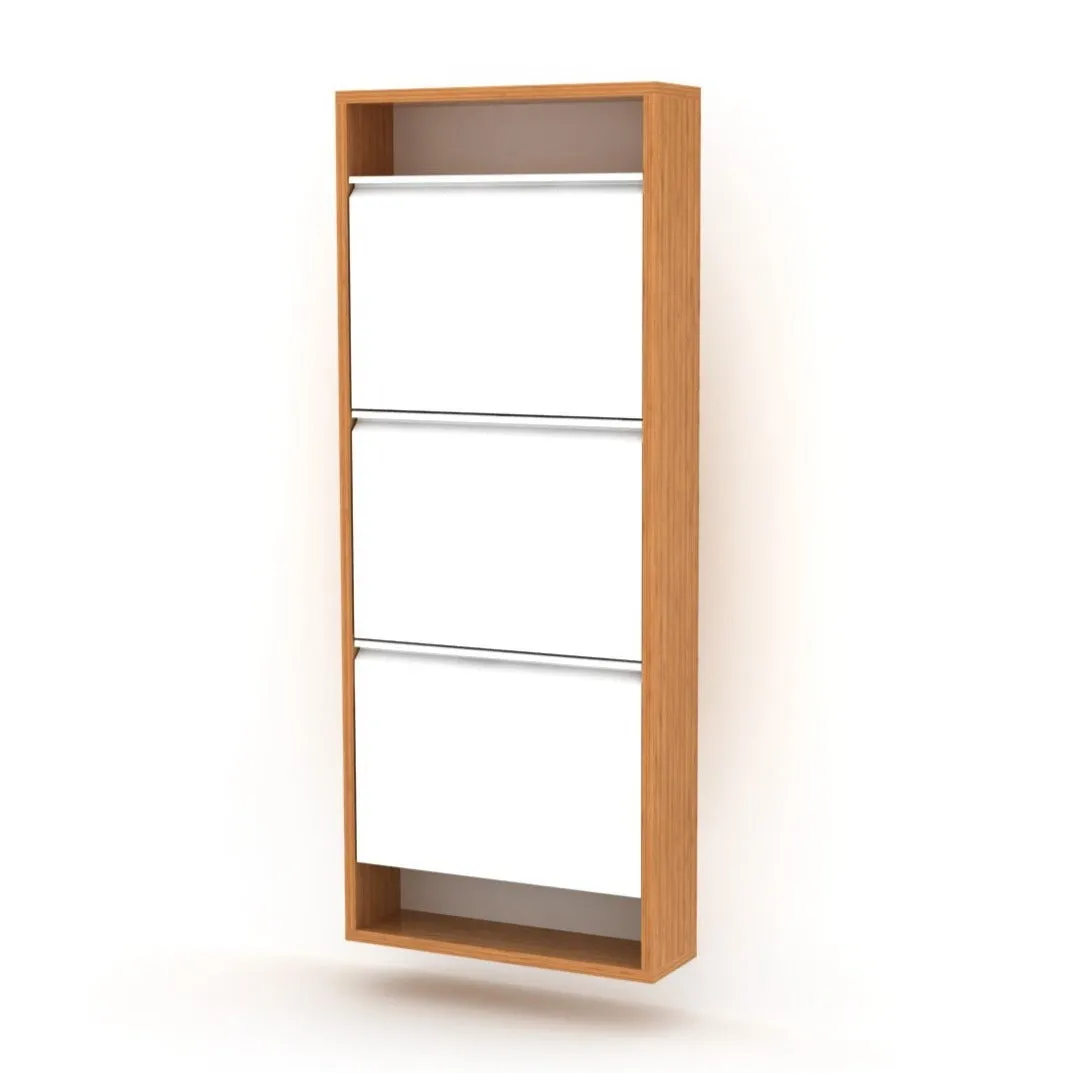 Home Canvas Premium Quality Wall Mounted Hide Shoe Cabinet | Modern Design and Durable Shoes Organizer Walnut