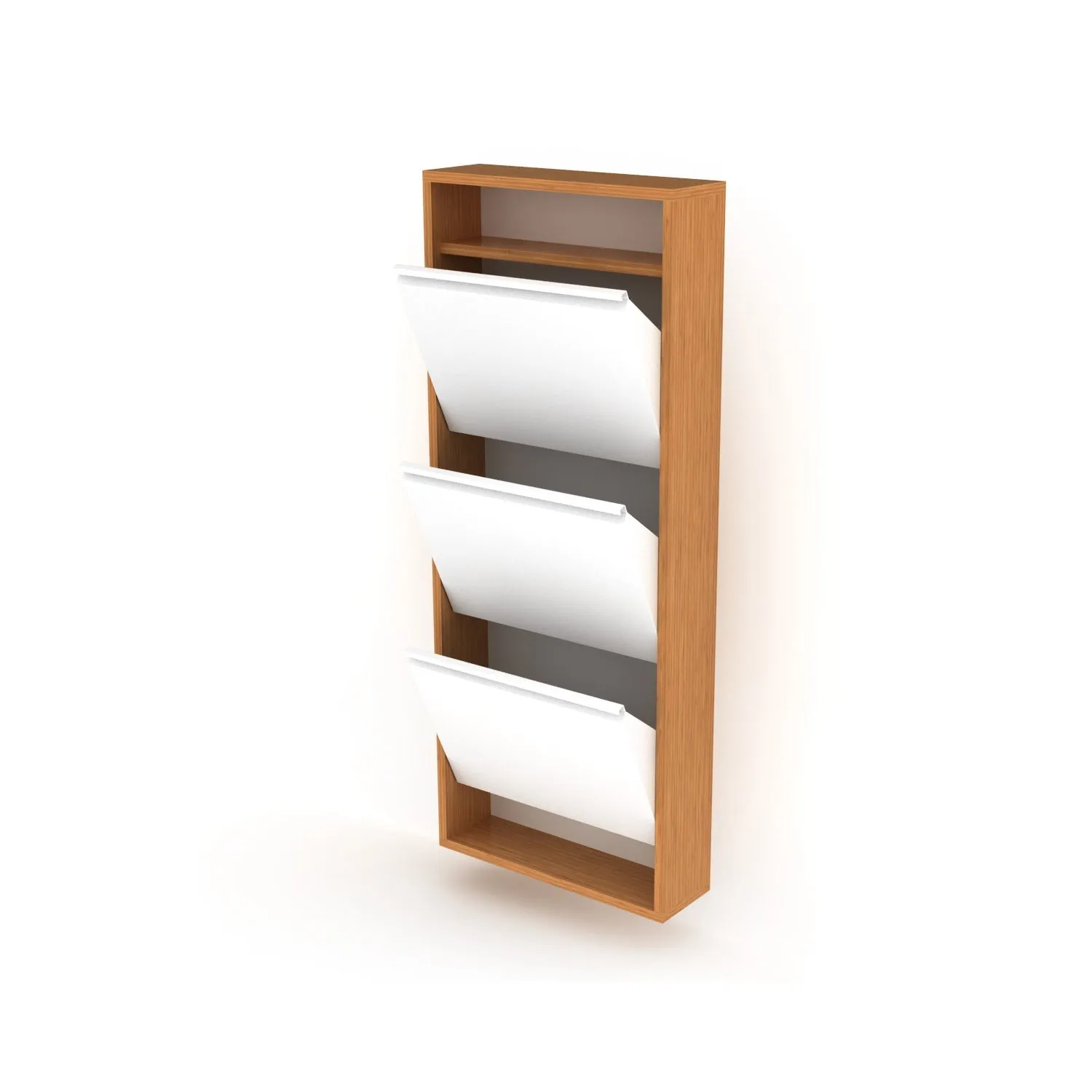 Home Canvas Premium Quality Wall Mounted Hide Shoe Cabinet | Modern Design and Durable Shoes Organizer Walnut