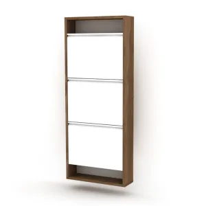 Home Canvas Premium Quality Wall Mounted Hide Shoe Cabinet | Modern Design and Durable Shoes Organizer Walnut