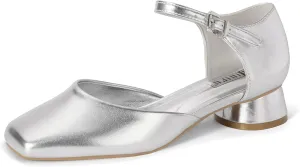 IDIFU Closed Toe Heels for Women Square Toe Low Block Chunky Heeled Pumps with Ankle Strap Buckle for Bride Wedding Comfortable Dressy Short Small Women's Dress Shoes Thick Heels