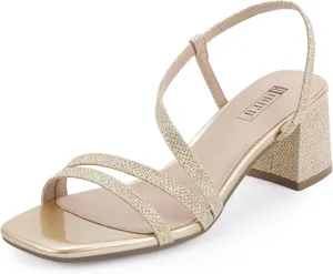 IDIFU IN3 Strappy Heels for Women - Low Block Chunky Heels - Open Square Toe Slingback Sandals - Comfortable & Trendy Dress Shoes for Women's Wedding, Bridal & Prom