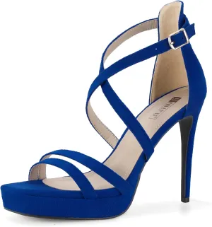 IDIFU IN4 Platform High Heels for Women Strappy Heeled Sandals Square Toe Heels Stiletto Heels Women's Wedding Party Bridal Sexy Dress Shoes Open Toe Heels