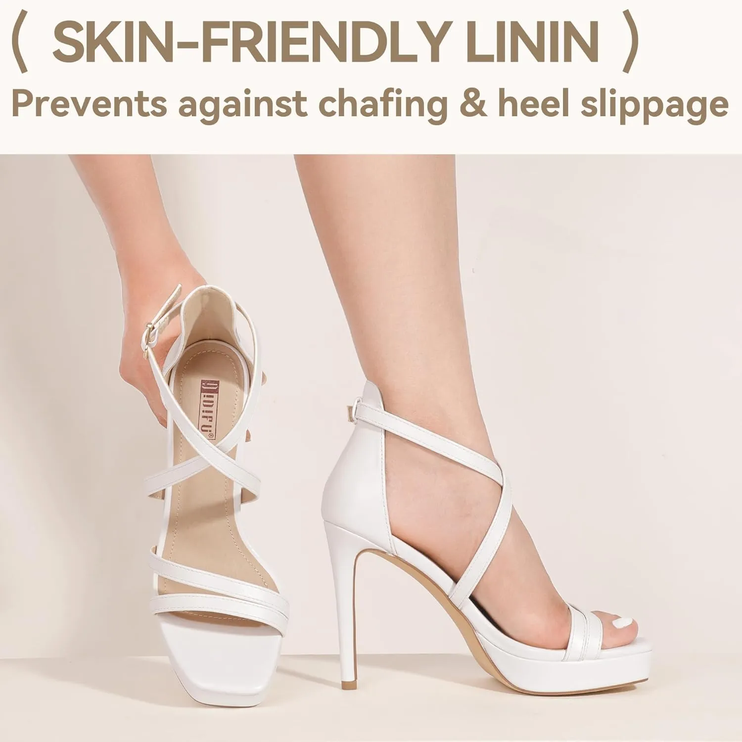 IDIFU IN4 Platform High Heels for Women Strappy Heeled Sandals Square Toe Heels Stiletto Heels Women's Wedding Party Bridal Sexy Dress Shoes Open Toe Heels